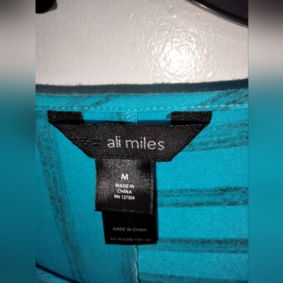 Ali Miles (Size M) Multicolored Scoop Neck LS Hem Slip Pocket Stretch Tunic Top - Picture 2 of 7